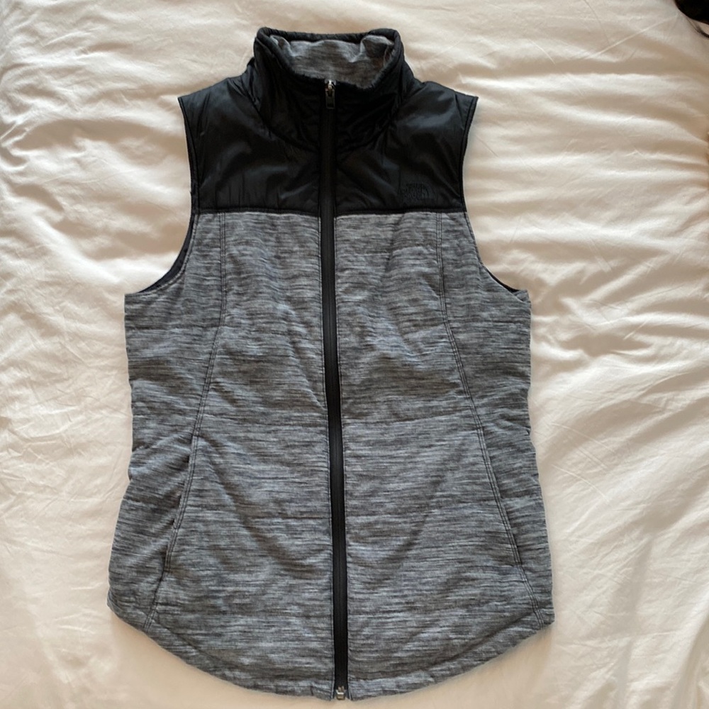 North Face Puffer Vest - Women’s size S - black and Heather grey color